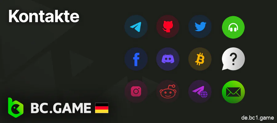 Kontakte zur Kontaktaufnahme mit dem BC.Game-Support