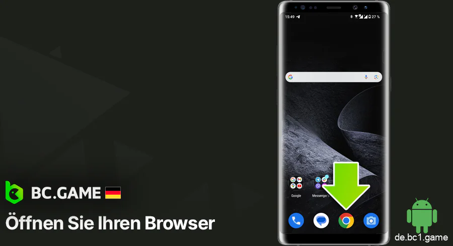 Öffnen Sie Ihren mobilen Browser, um sich bei BC.Game anzumelden