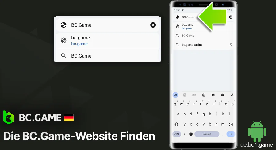 Geben Sie BC.Game in die Suchleiste ein