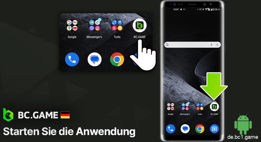 Öffnen Sie die Anwendung BC.Game auf Ihrem Handy