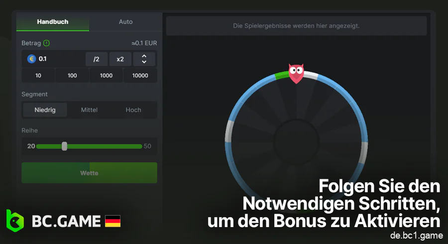 Spielen oder wetten, um BC.Game-Bonus zu erhalten