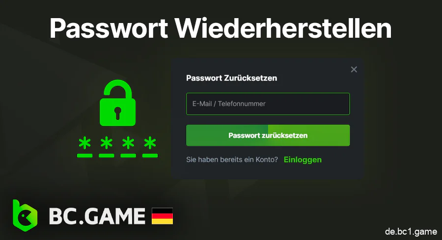 Anleitung zur Wiederherstellung des Passworts auf BC.Game