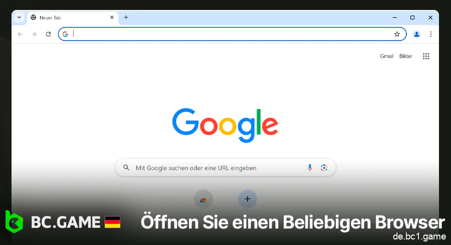 Öffnen Sie Ihren Browser, um sich bei BC.Game anzumelden