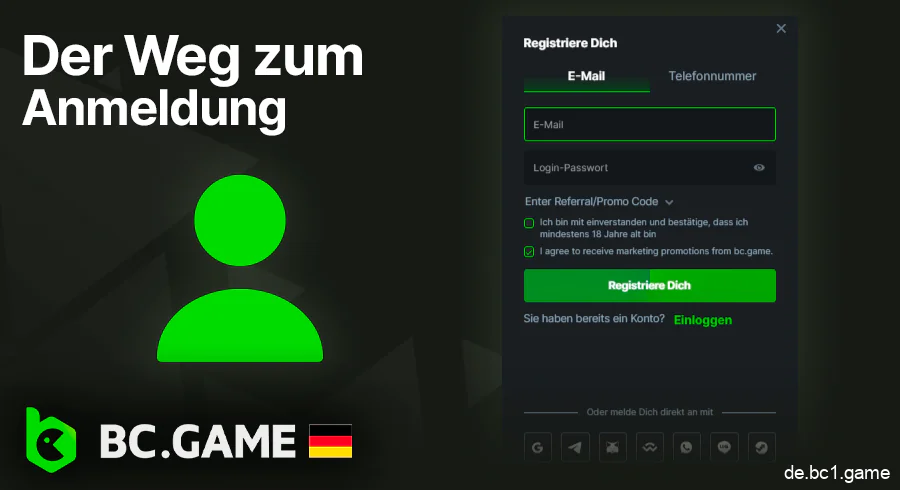 Detaillierte Anweisungen zur Registrierung auf der Website BC.Game